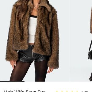 Edikted Brown Faux Fur Teddy Jacket